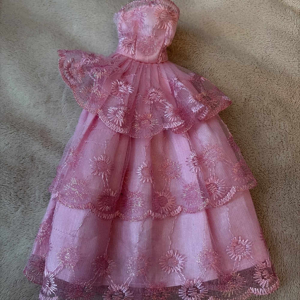 Barbie Clothes Pink Ball Gown‎ Layered Dress B11